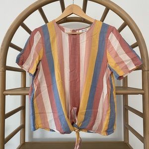 Madewell tie-front cotton summer top (size medium)